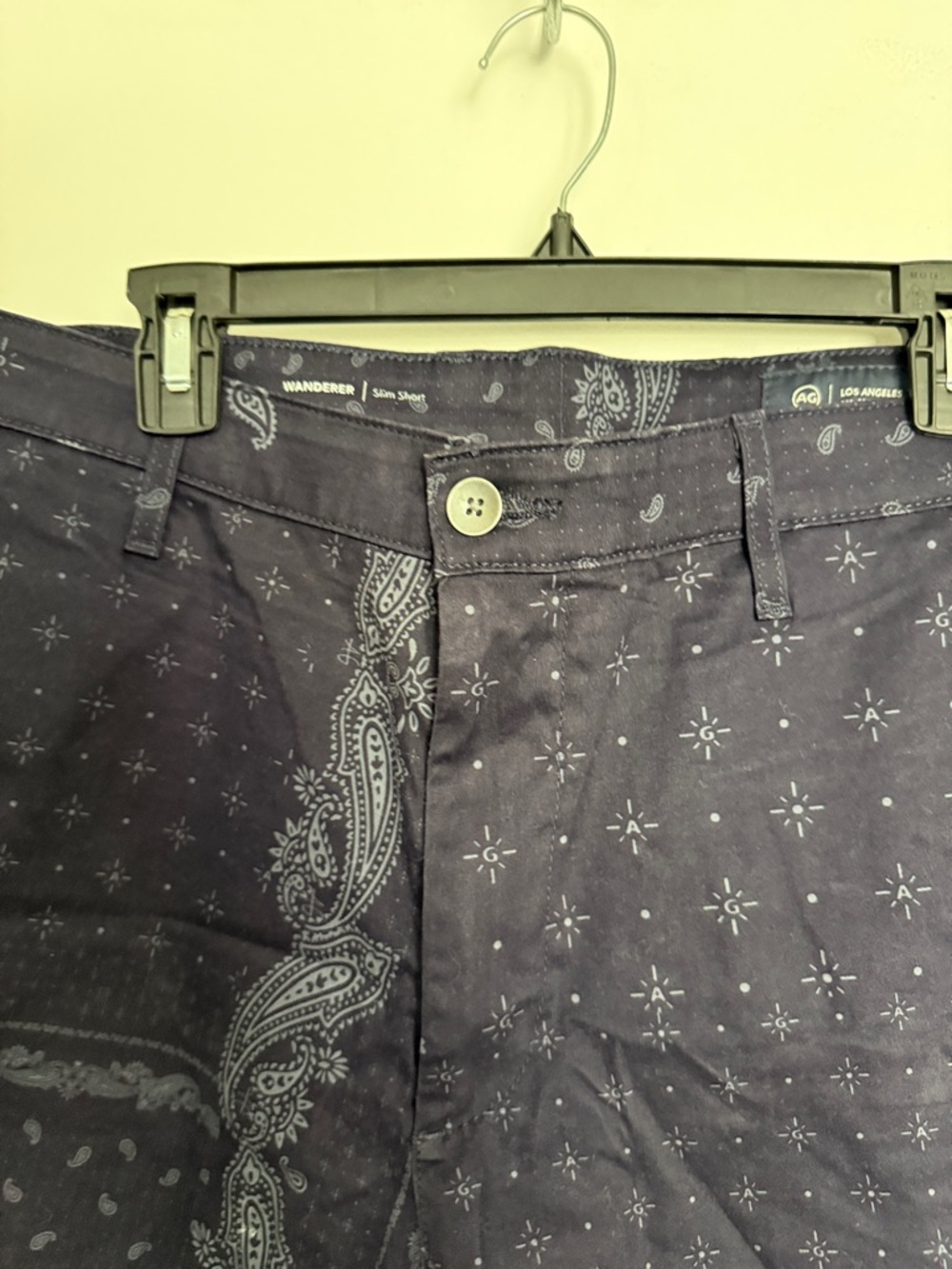 Ag Adriano Goldschmmied Navy Bandana Print Slim Shorts